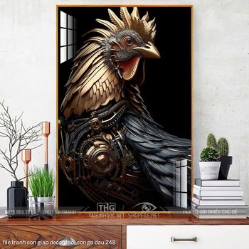 file tranh con giap decor tuoi con ga dau 248