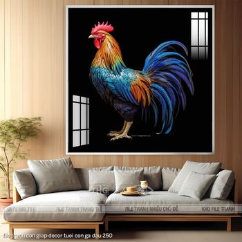 file tranh con giap decor tuoi con ga dau 250