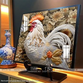 file tranh con giap decor tuoi con ga dau 254