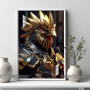 file tranh con giap decor tuoi con ga dau 256