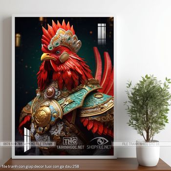 file tranh con giap decor tuoi con ga dau 258