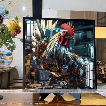 file tranh con giap decor tuoi con ga dau 260