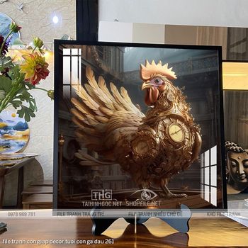 file tranh con giap decor tuoi con ga dau 261