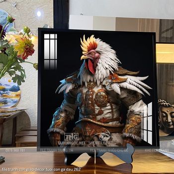 file tranh con giap decor tuoi con ga dau 262