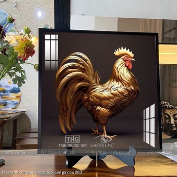 file tranh con giap decor tuoi con ga dau 263