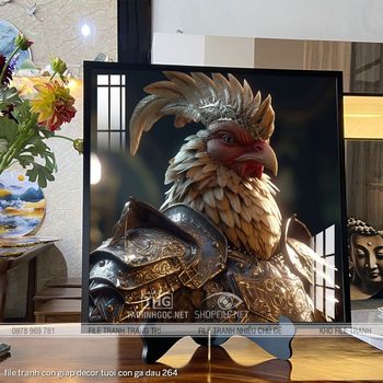 file tranh con giap decor tuoi con ga dau 264