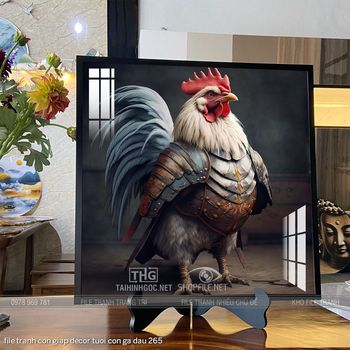 file tranh con giap decor tuoi con ga dau 265