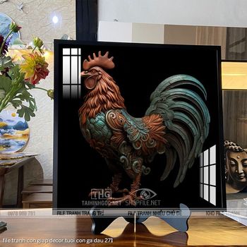 file tranh con giap decor tuoi con ga dau 271