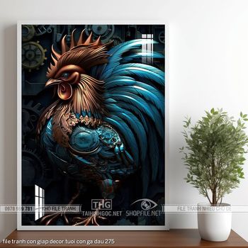 file tranh con giap decor tuoi con ga dau 275