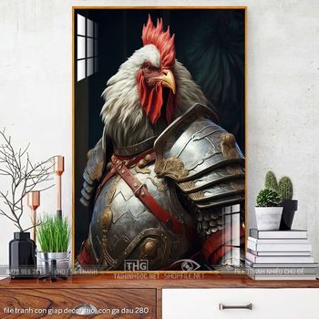 file tranh con giap decor tuoi con ga dau 280