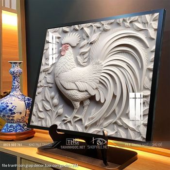 file tranh con giap decor tuoi con ga dau 281