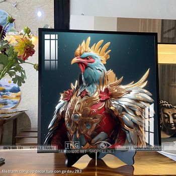 file tranh con giap decor tuoi con ga dau 283