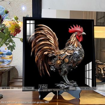 file tranh con giap decor tuoi con ga dau 285