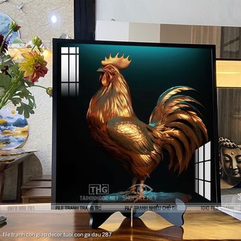 file tranh con giap decor tuoi con ga dau 287