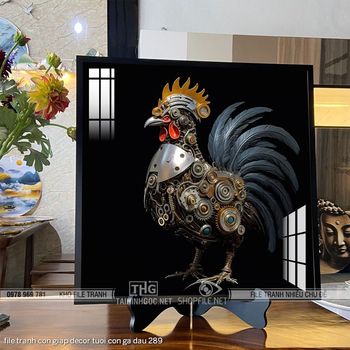 file tranh con giap decor tuoi con ga dau 289