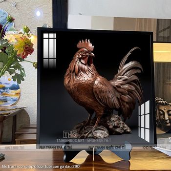 file tranh con giap decor tuoi con ga dau 290