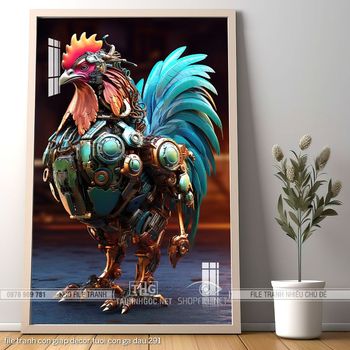 file tranh con giap decor tuoi con ga dau 291