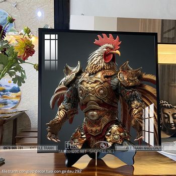 file tranh con giap decor tuoi con ga dau 292