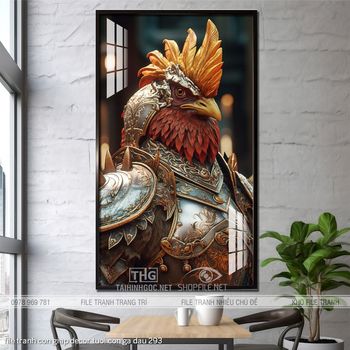 file tranh con giap decor tuoi con ga dau 293