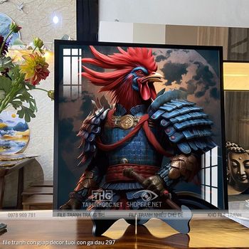 file tranh con giap decor tuoi con ga dau 297