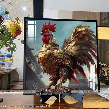 file tranh con giap decor tuoi con ga dau 298