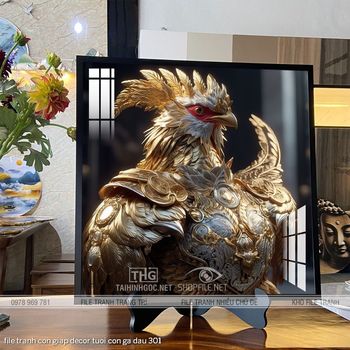 file tranh con giap decor tuoi con ga dau 301