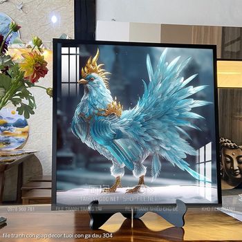 file tranh con giap decor tuoi con ga dau 304