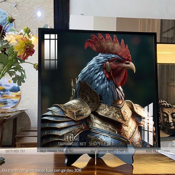 file tranh con giap decor tuoi con ga dau 306