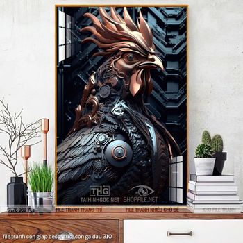 file tranh con giap decor tuoi con ga dau 310