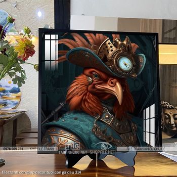 file tranh con giap decor tuoi con ga dau 314