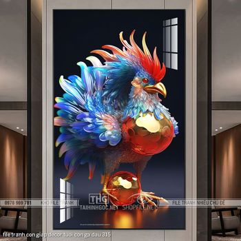 file tranh con giap decor tuoi con ga dau 315