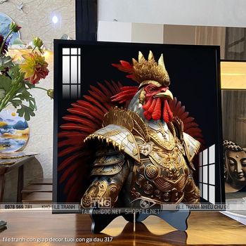 file tranh con giap decor tuoi con ga dau 317