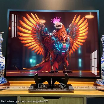 file tranh con giap decor tuoi con ga dau 320