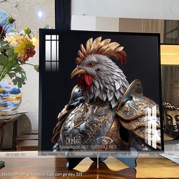 file tranh con giap decor tuoi con ga dau 321