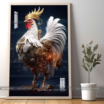 file tranh con giap decor tuoi con ga dau 322