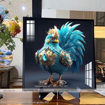 file tranh con giap decor tuoi con ga dau 323