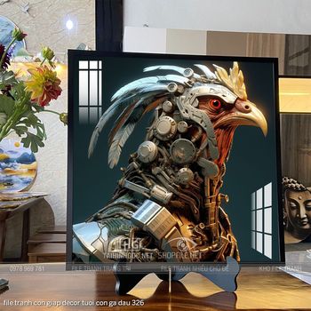 file tranh con giap decor tuoi con ga dau 326