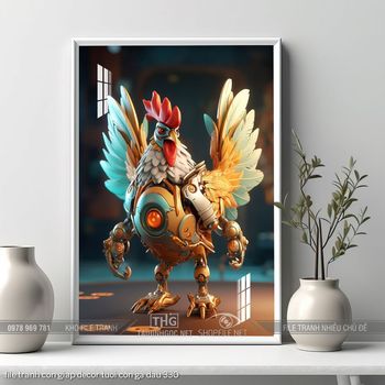 file tranh con giap decor tuoi con ga dau 330
