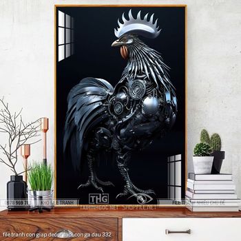 file tranh con giap decor tuoi con ga dau 332