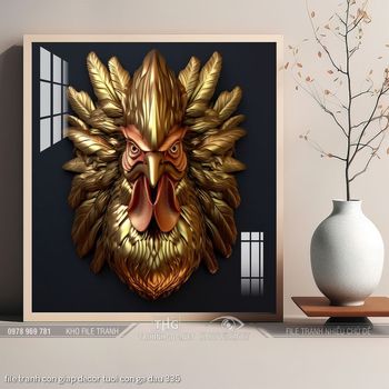 file tranh con giap decor tuoi con ga dau 335