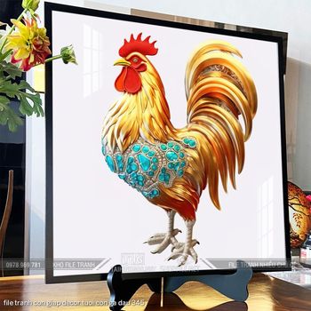 file tranh con giap decor tuoi con ga dau 345