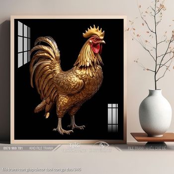 file tranh con giap decor tuoi con ga dau 346