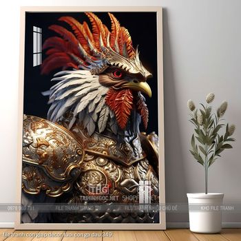 file tranh con giap decor tuoi con ga dau 349