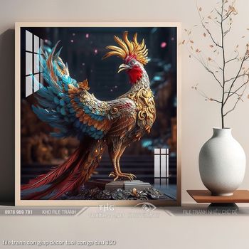 file tranh con giap decor tuoi con ga dau 350