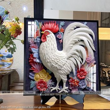 file tranh con giap decor tuoi con ga dau 351