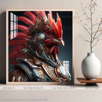 file tranh con giap decor tuoi con ga dau 352