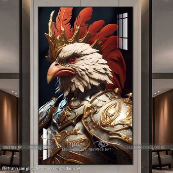 file tranh con giap decor tuoi con ga dau 354