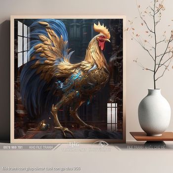 file tranh con giap decor tuoi con ga dau 356