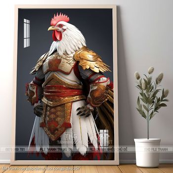 file tranh con giap decor tuoi con ga dau 357