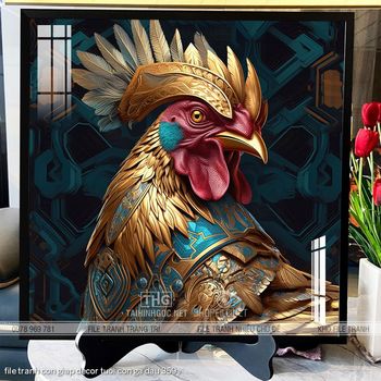 file tranh con giap decor tuoi con ga dau 359